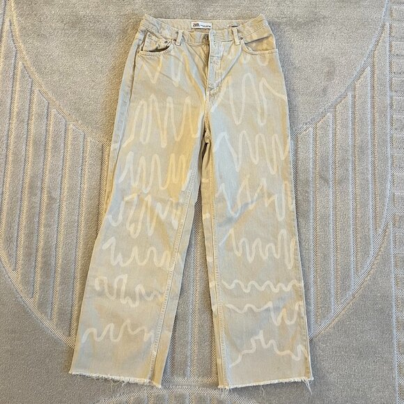 Zara The 90's Full Length Abstract Swirl Jean, in size US 8 - Picture 1 of 5